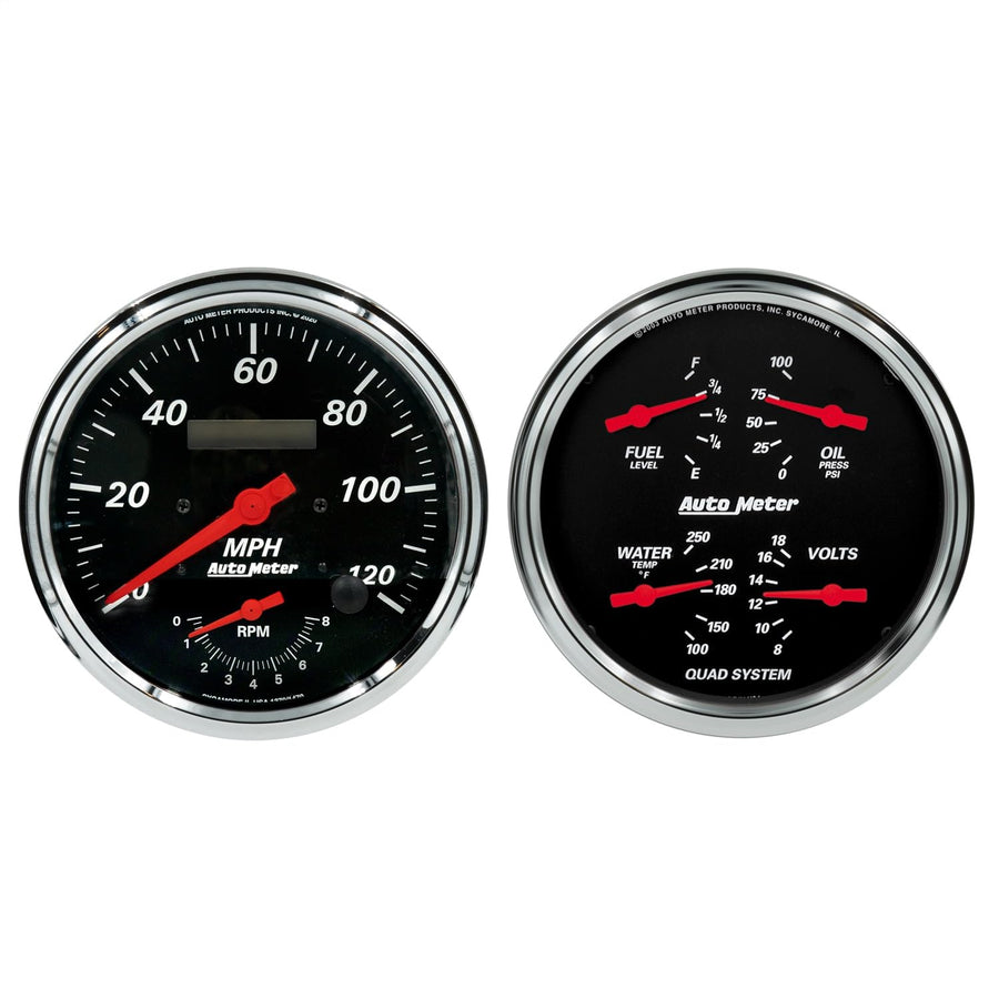 Auto Meter Gauge Kit 1452, 2 Pc., Tach/Speedo & Quad, 5", Designer Black