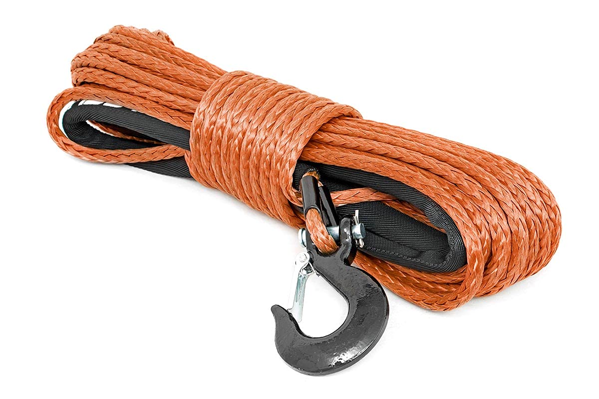 3/8" Rough Country Orange Synthetic Winch Rope with Clevis Hook | 85 FT - RS111