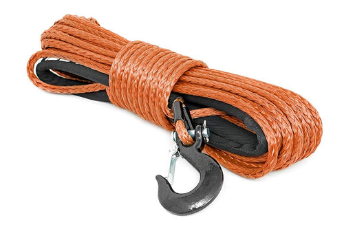 3/8" Rough Country Orange Synthetic Winch Rope with Clevis Hook | 85 FT - RS111