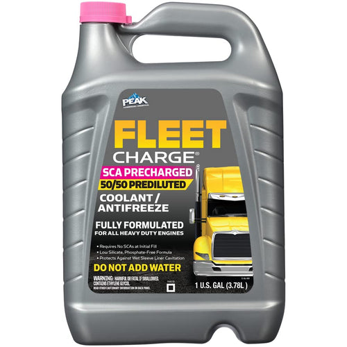 PEAK Charge Fleet SCA Precharged 50/50 Prediluted Antifreeze and Coolant for All Heavy Duty Engine Cooling Systems, 1 Gal.