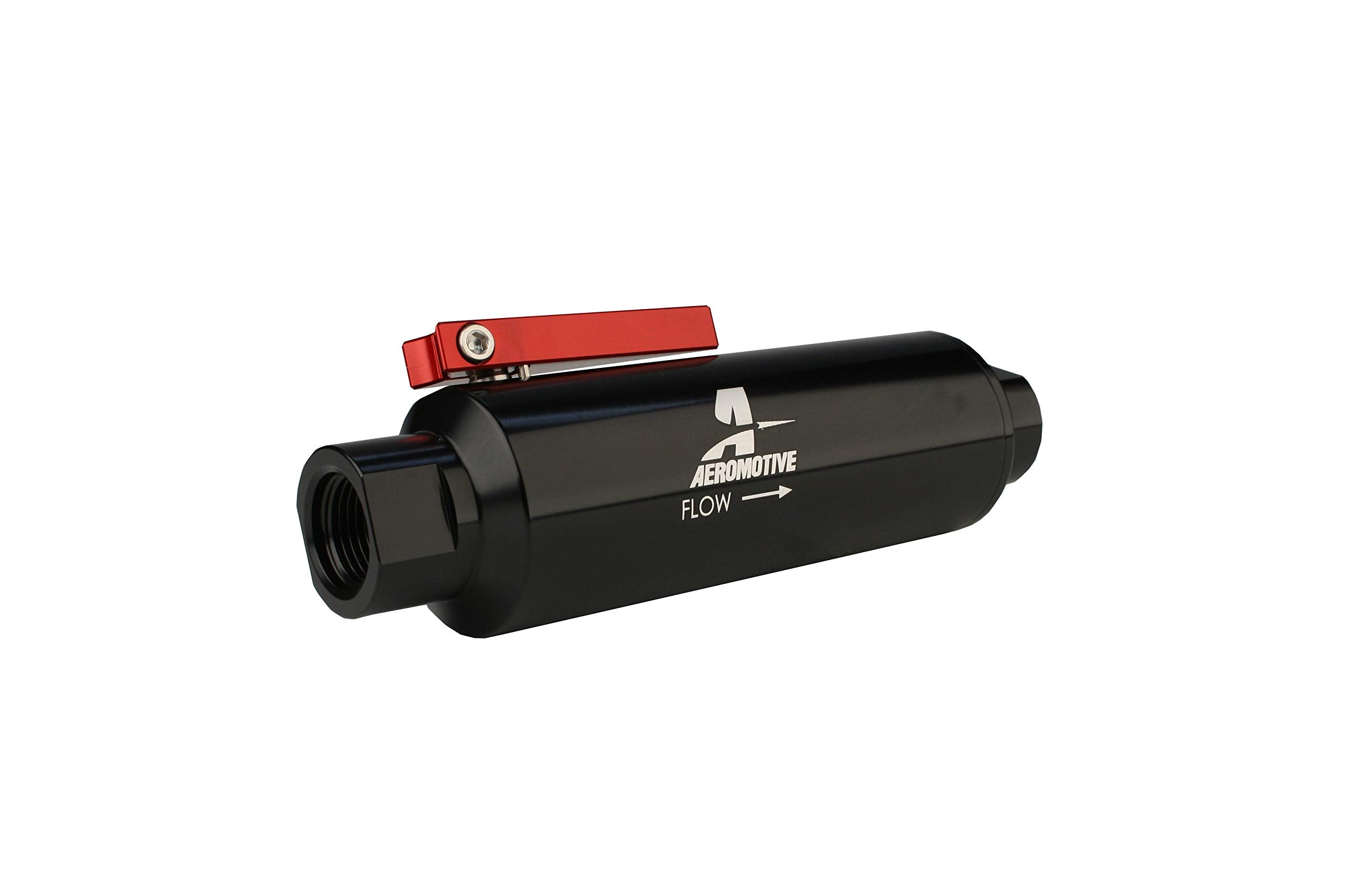 In-Line Aeromotive Shutoff Valve Fuel Filter with 100-Micron Stainless Mesh Element, ORB-10