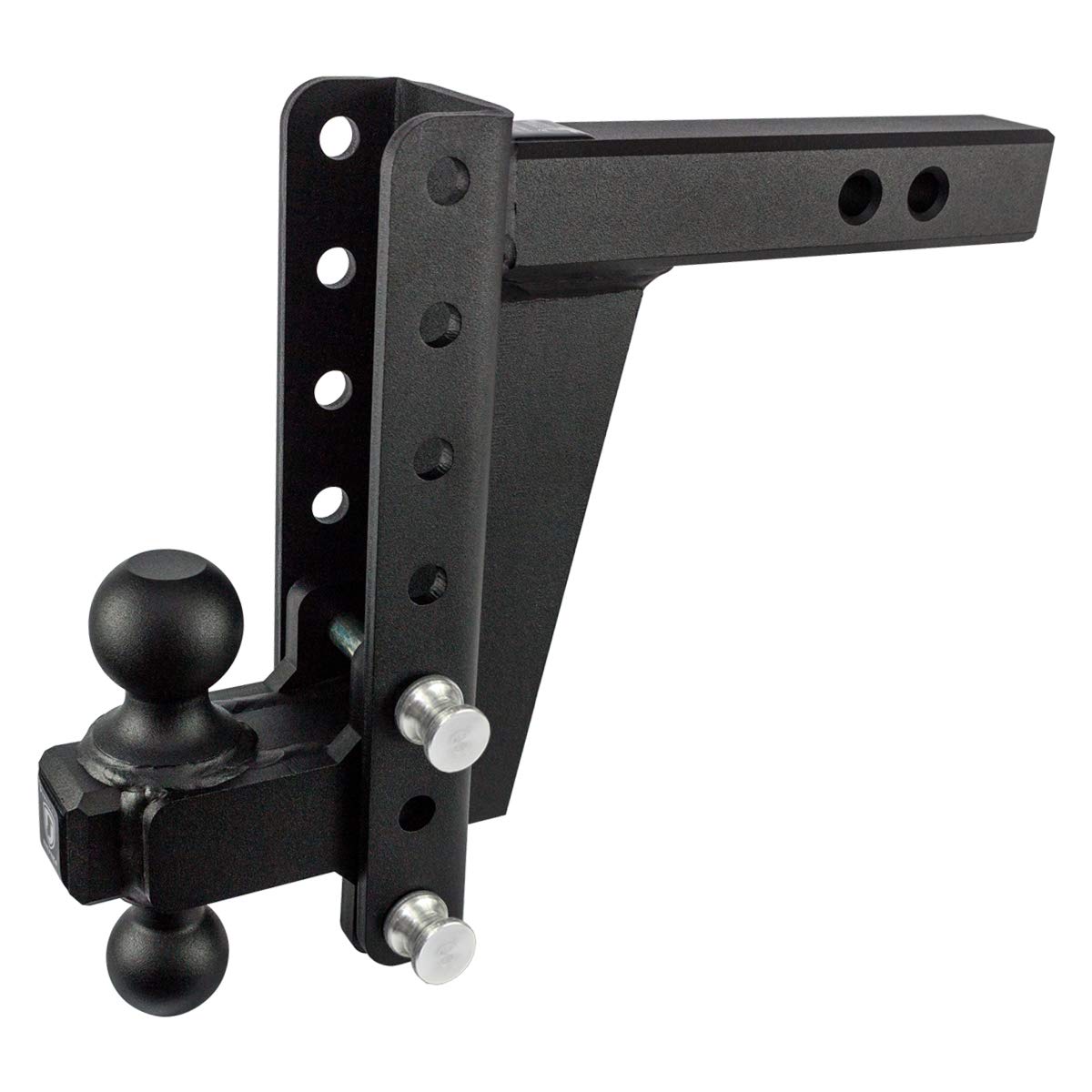 2.0" BulletProof Hitches Adjustable Heavy Duty Trailer Hitch (22,000 lb. Rating) - 8" Drop/Rise Trailer Hitch with 2" & 2-5/16" Dual Ball - Powder Coat, Solid Steel, Corrosion-Resistant