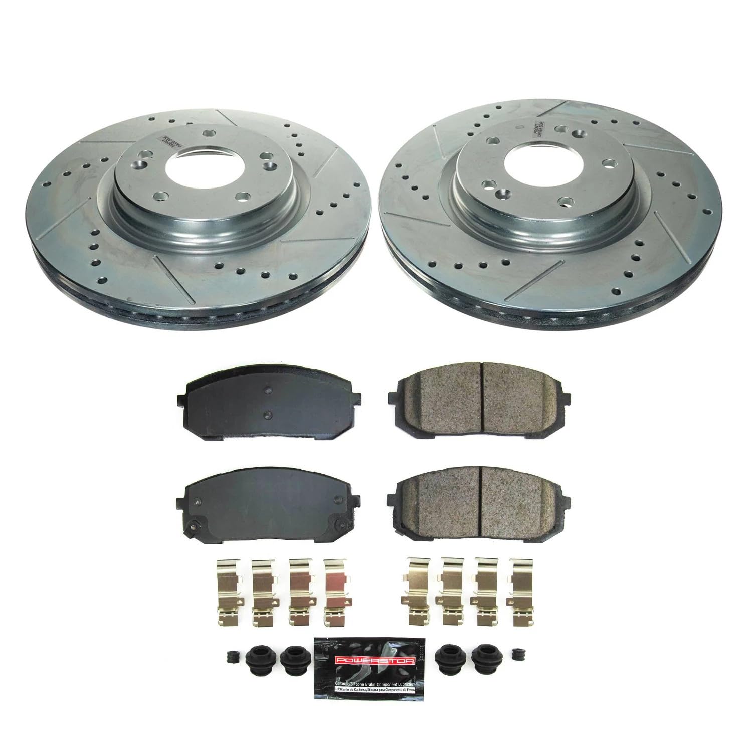Power Stop K8752 Front Carbon-Fiber Ceramic Brake Pad and Drilled and Slotted Rotor Z23 Daily Driver Kit