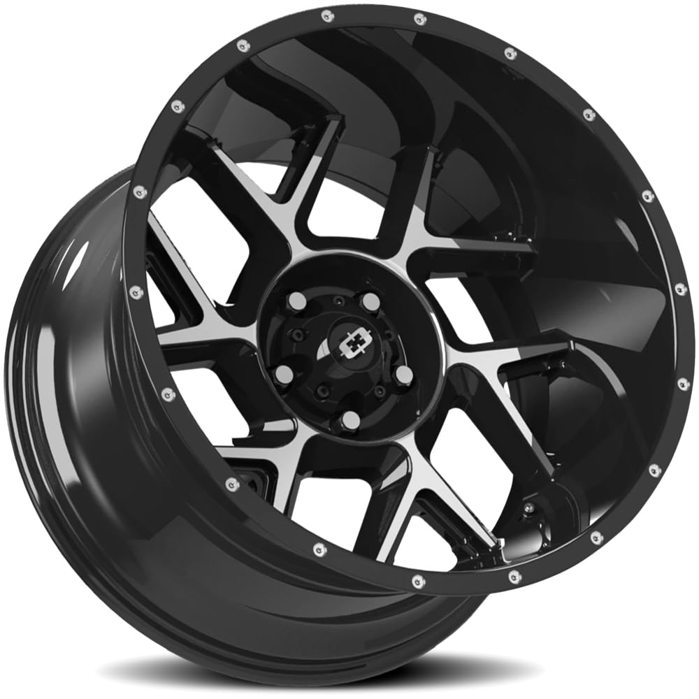 360 Vision Sliver 20x10 5x5.5" -25mm Black/Machined Wheel Rim 20" Inch
