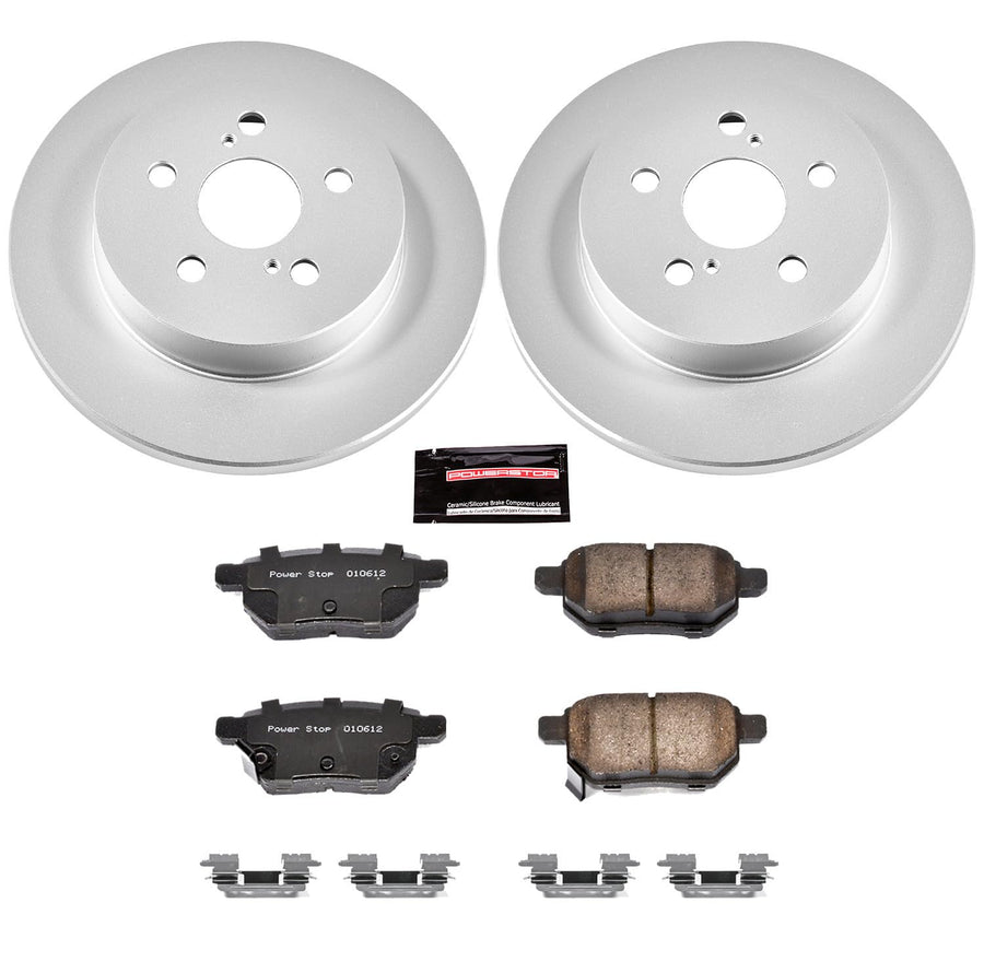 Power Stop CRK4736 Brake Rotor Coated & Ceramic Brake Pads- rear For Pontiac Vibe, Toyota Corolla, Toyota Corolla, Toyota Matrix, Toyota Prius AWD-e, Toyota Prius Prime [Model Specific]