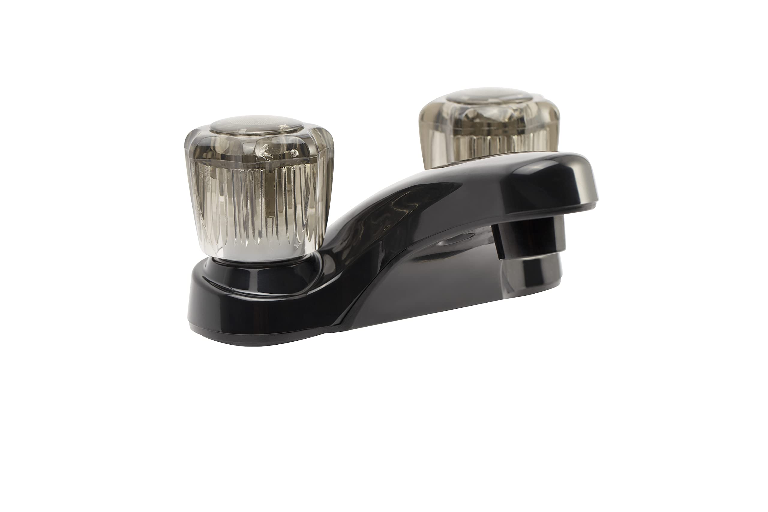 Dura Faucet Lavatory RV Faucet w/Smoked Acrylic Knobs - Black