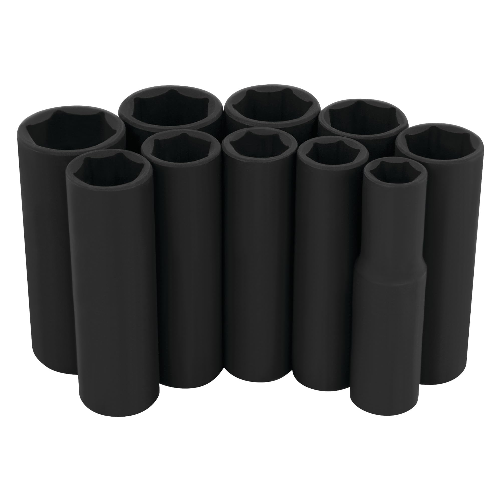 10-Piece Performance Tool W38401 3/8-Inch Drive Metric Black Laser Etched Deep Socket Set