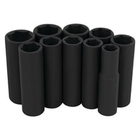 10-Piece Performance Tool W38401 3/8-Inch Drive Metric Black Laser Etched Deep Socket Set