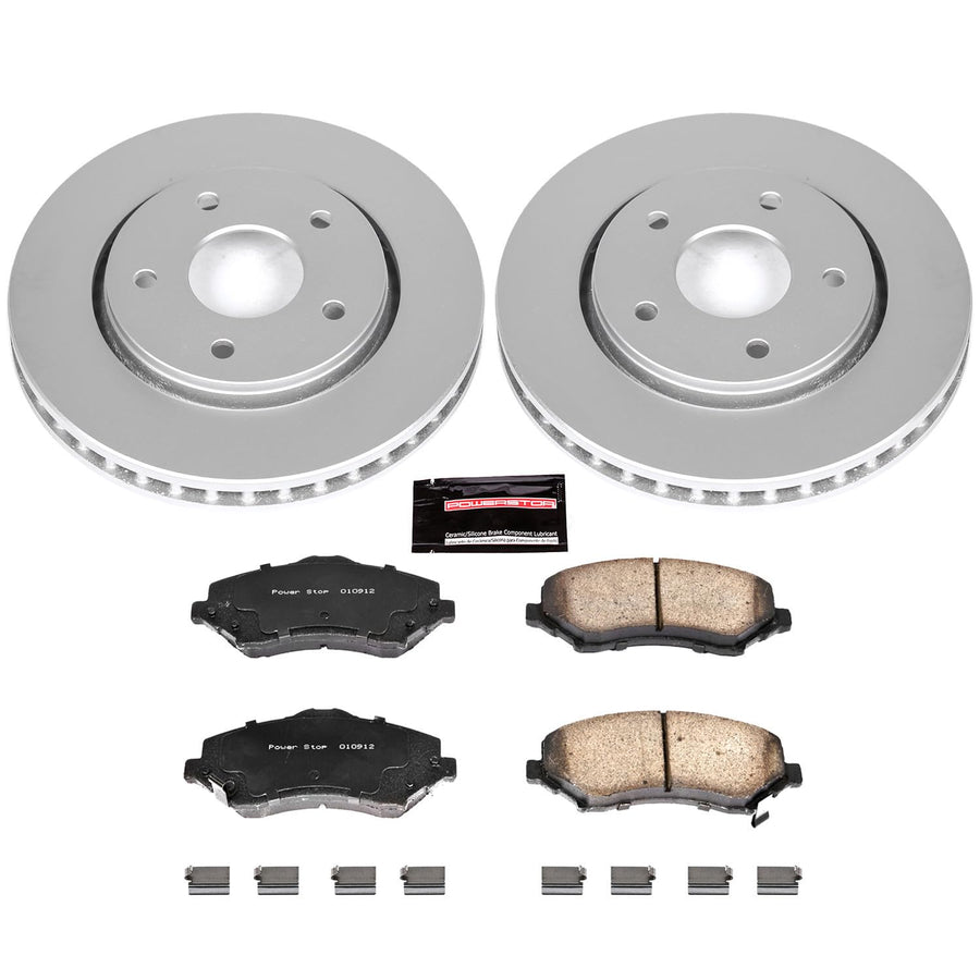 Power Stop CRK3118 Brake Rotor & Coated Ceramic Brake Pads- front For Chrysler Town & Country, Dodge Grand Caravan, Dodge Journey, Ram C/V, VW Routan [Model Specific]