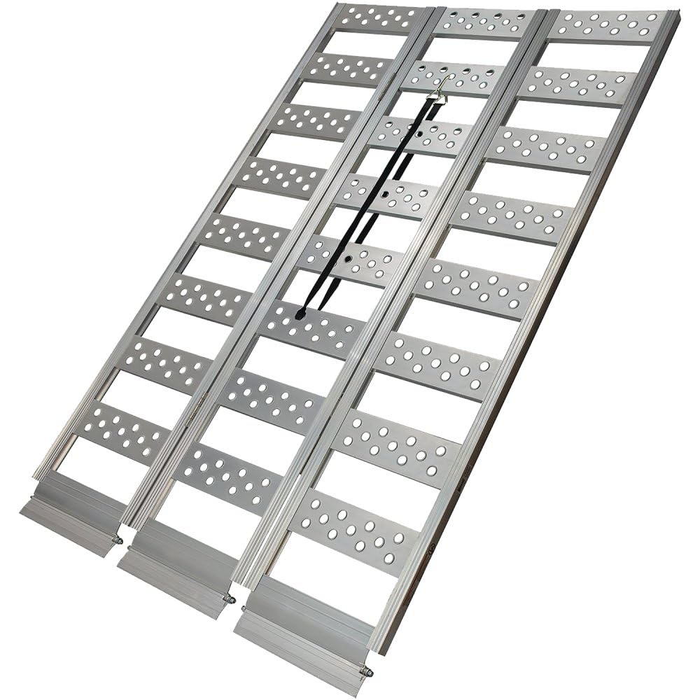 Reese Tri-fold 11272200 Aluminum Utility Ramp for ATVs, Snowmobiles, Dirt Bikes, Lawn Equipment, 45 Inch x 69 Inch, 1,600 lbs. Capacity