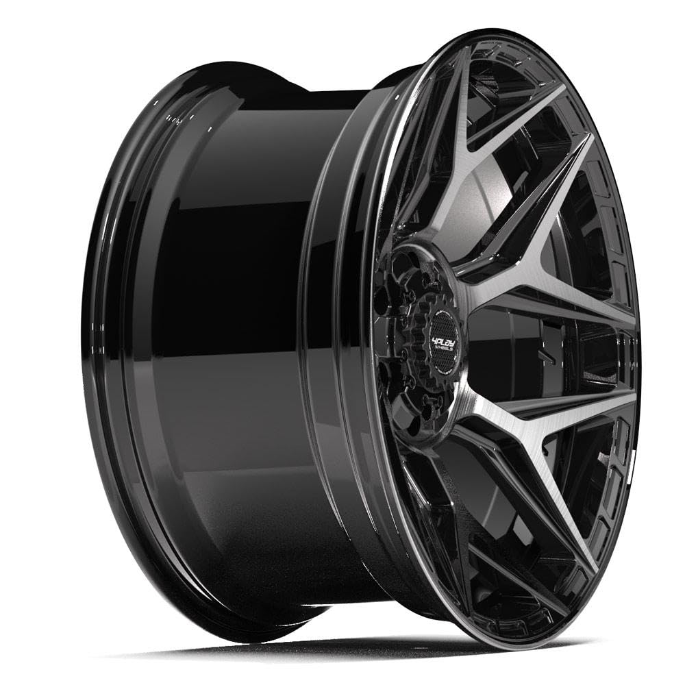 4PLAY 20 Inch Wheels Rim 4P06 Fits 6x135 & 6x139.7 20x10 Gloss Black Brushed with Tinted Clear (1)