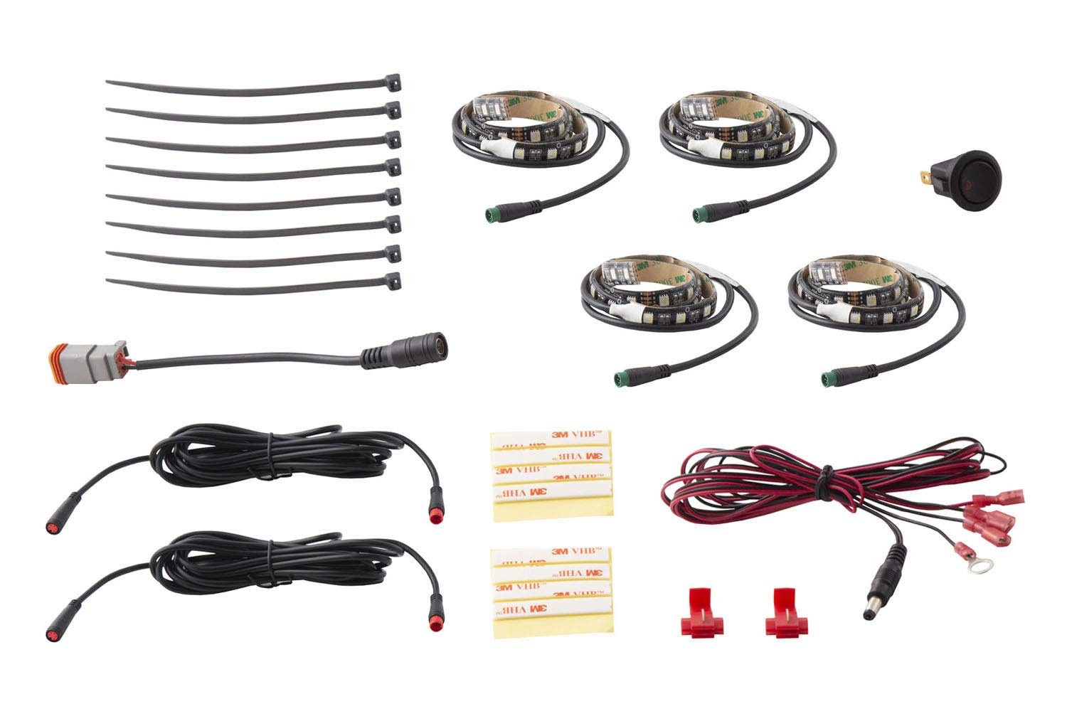 RGBW Footwell Strip Kit, Diode Dynamics DD0443, 4pc, Multicolor