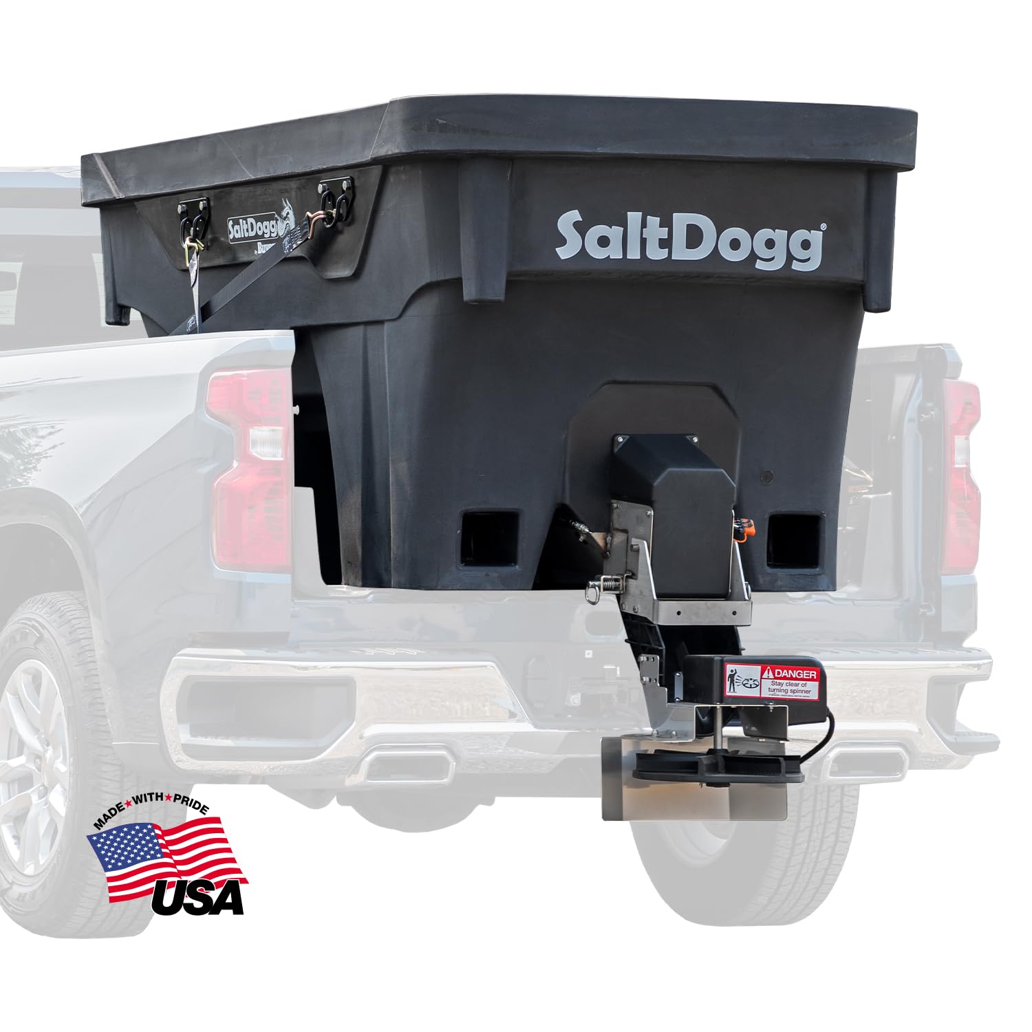 Buyers Products Salt & Sand Spreader SHPE1500 Commercial SaltDogg w/ Electrive Drive Hopper, Made In The USA, 1.5 Cu. Yds. Capacity, Stainless Steel Auger, Medium/Heavy Duty Commercial Salt Spreader