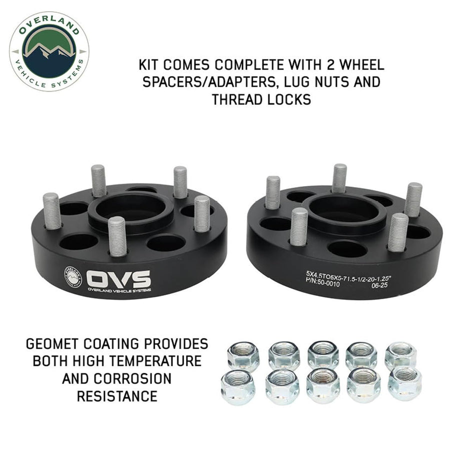5x4.5 to 5x5 1.25" Wheel Spacer/Adaptor (Pair) - Overland Vehicle Systems (6x5.5 1.25" Wheel Spacer (Pair))