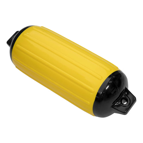 Taylor Made Inflatable Vinyl Super Gard Boat Fender 6.5" x 22", Double-Molded Ends, Fits 5/8" Lines, for Boats 15-35', Ribbed Design, Rubber Football Needle Inflation, Yellow - 2020108281