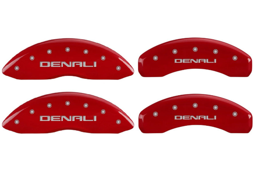 Denali Red Powder Coat Finish MGP Caliper Covers 34209SDNLRD, Set of 4, Silver Characters