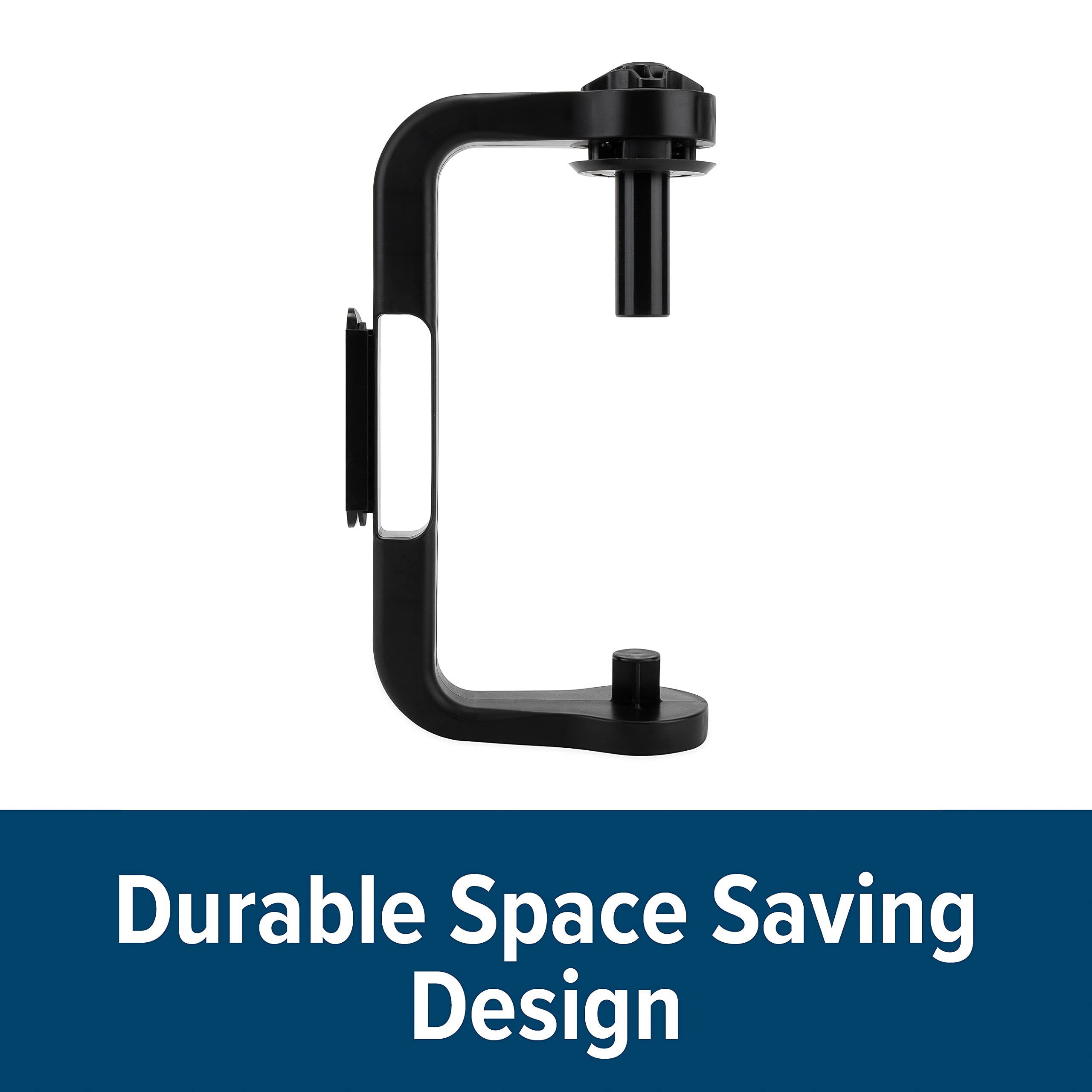 Paper Towel Holder Camco | Ideal for Compact Areas | Features Mountable Design and Adjustable Side Knob | Black (57115)