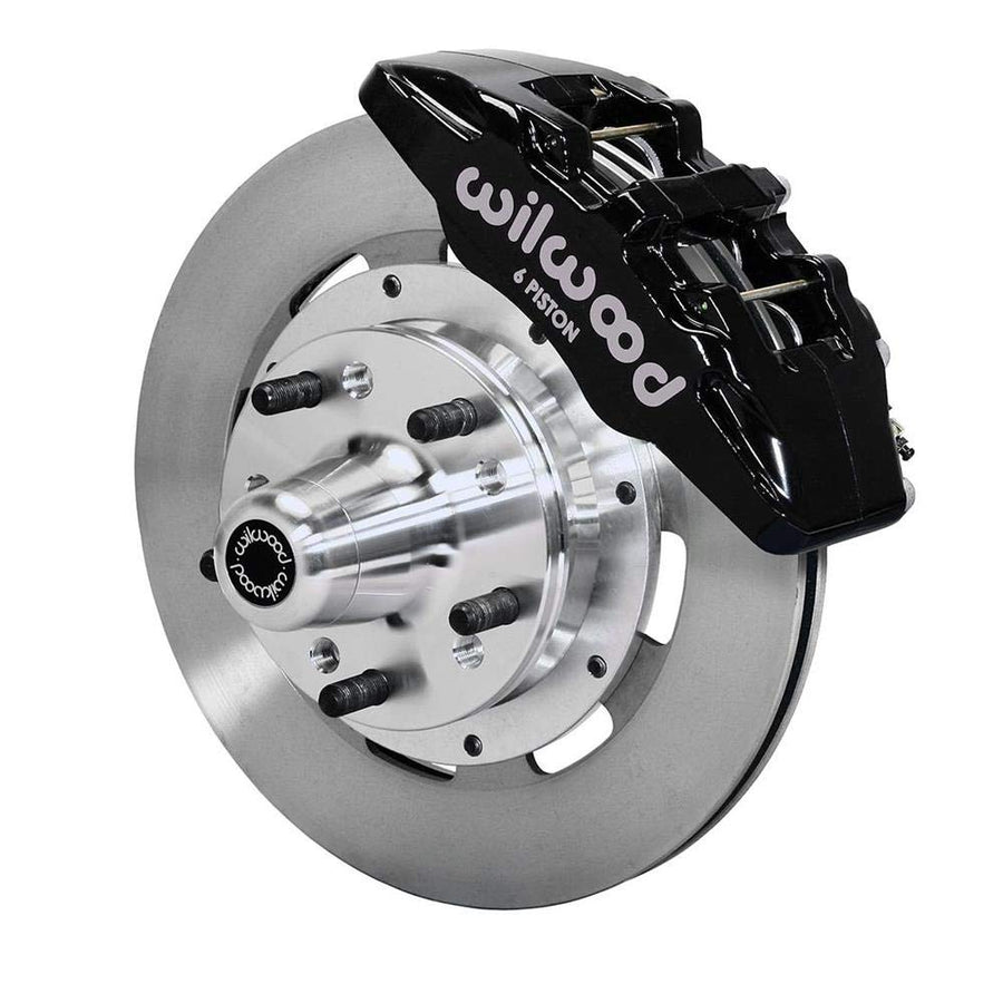Wilwood Brake System, Wilwood Forged Dynapro 6 Big Brake, Front, 6 Piston Caliper, 12.190 in Plain Iron Rotor, Aluminum, Black Powder Coat