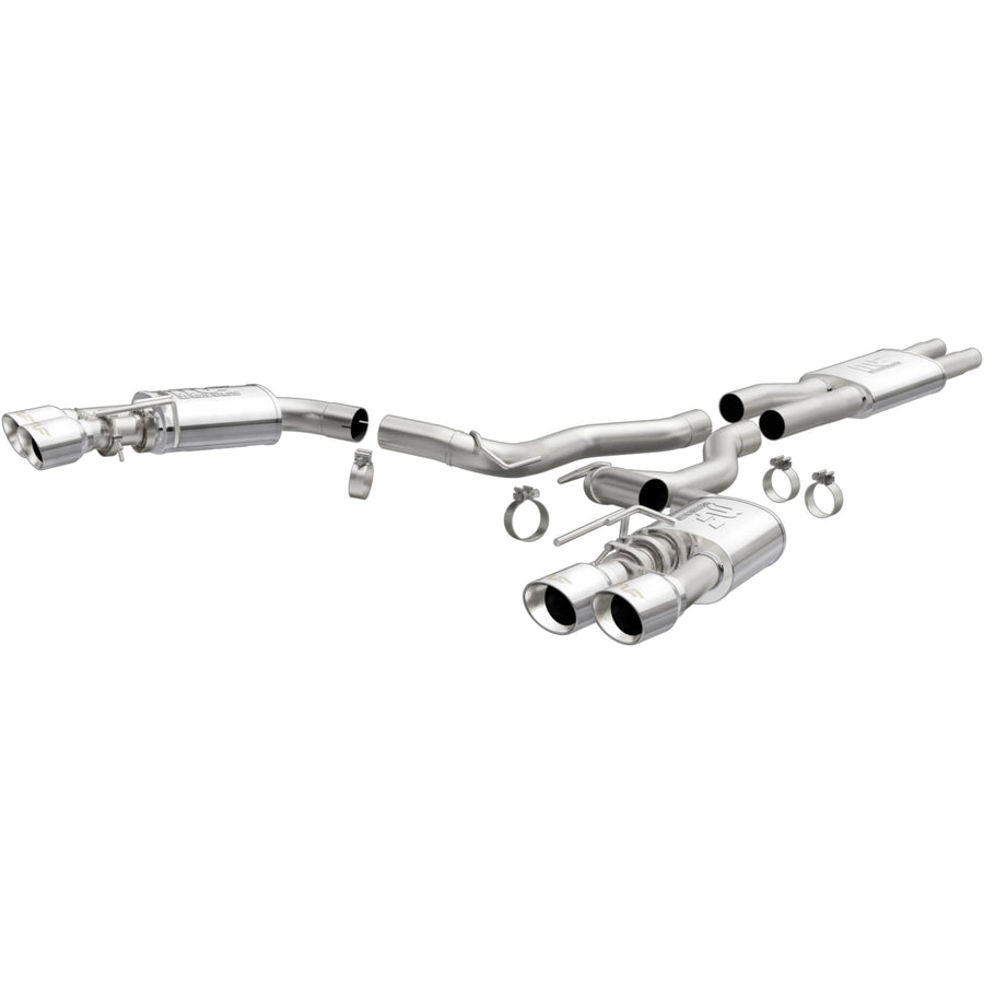 Performance Exhaust System MagnaFlow 19370: Cat-Back, Street Series, For 2018-2023 Ford Mustang, Quad Split Rear Exit Style