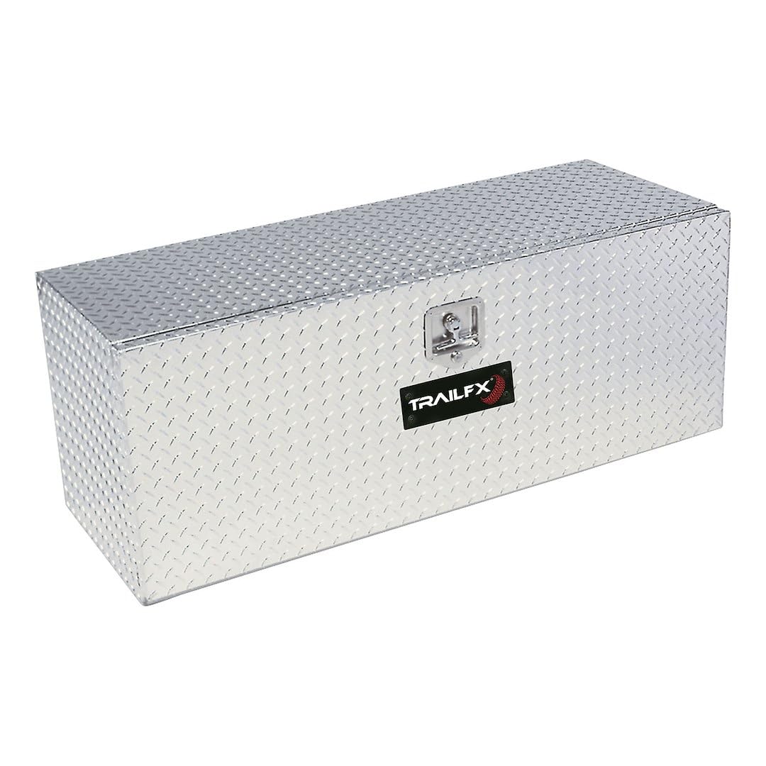 TrailFX Underbody Truck Bed Tool Box Single Lid Polished 16-Gauge Diamond Tread Aluminum 4.5 Cubic Foot 24" Length x 17-1/2" Width x 18" Height Bright Finish TrailFX 190241