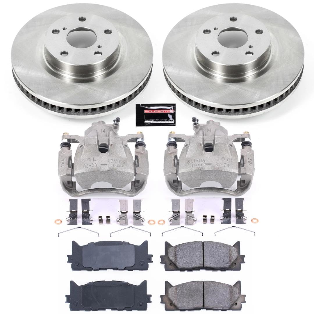 Power Stop KCOE3053 Replacement Autospeciality Front Caliper Kit- OE Rotors, Ceramic Brake Pads, Calipers For Lexus ES300h, Lexus ES350, Toyota Avalon, Toyota Camry [Model Specific]