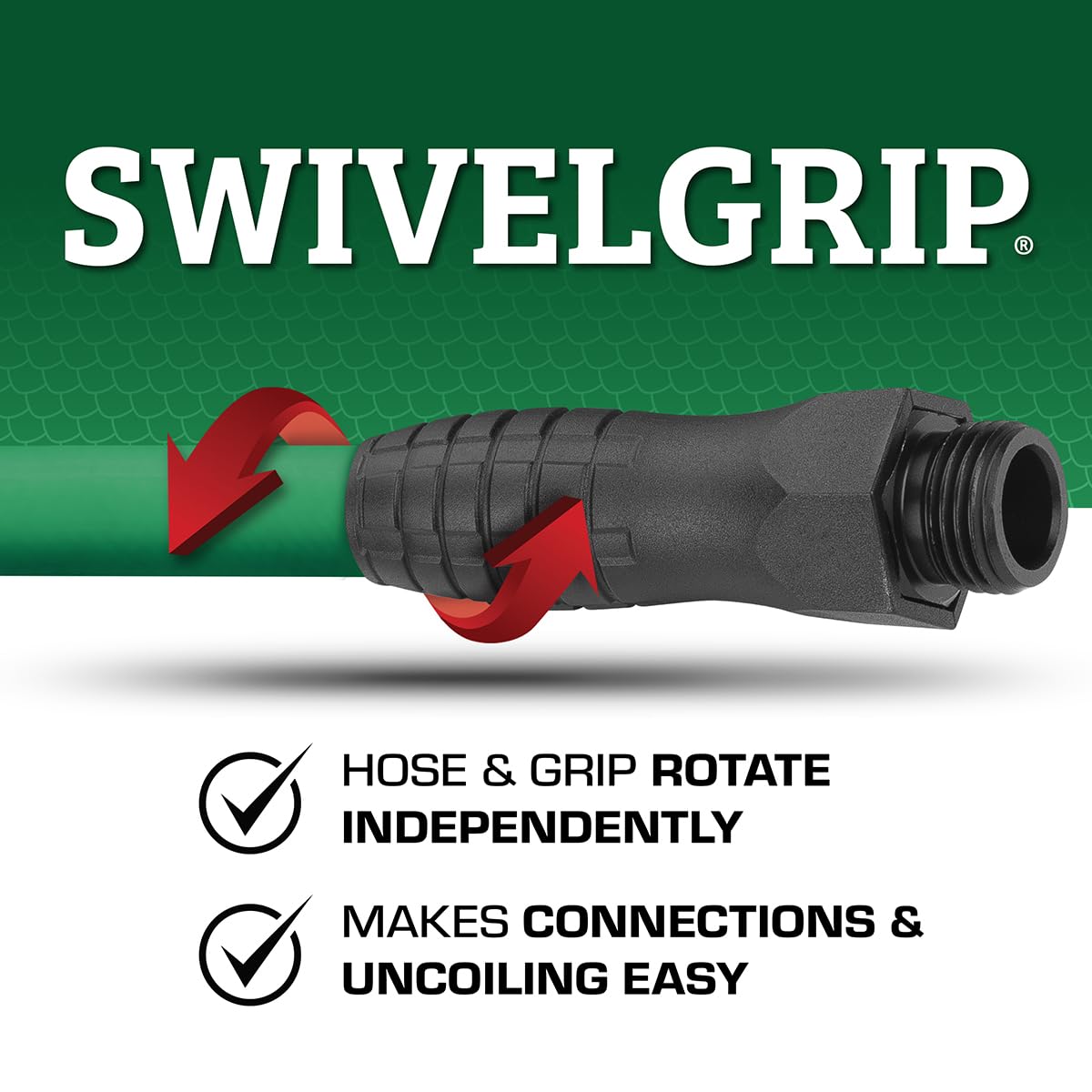 Flexzilla SwivelGrip Colors Garden Hose 5/8 in. x 100 ft., Lightweight All-Weather Water Hose, Durable and Flexible, Leak-Free Connections, Forest Green