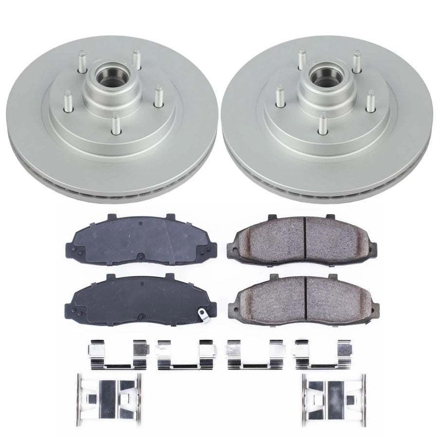 Power Stop Z17 CRK1863, Front Coated Rotor Kit-Coated Brake Rotors & Ceramic Brake Pads For Ford F-150 1997-2000 [Model Specific]