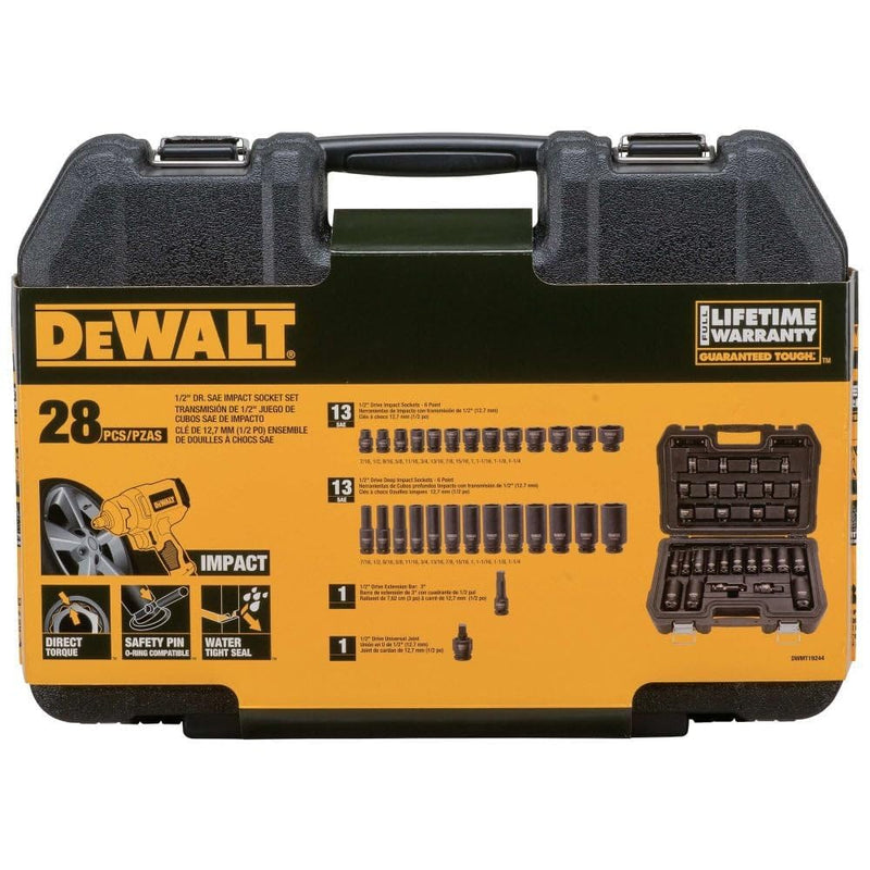 DEWALT Combination Socket Set, SAE, Impact Set, 1/2-Inch Drive, 28-Piece (DWMT19244)