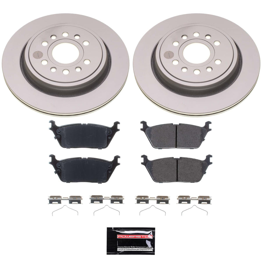 Power Stop CRK8873 Brake Kit For Grand Wagoneer 2022-2023, Grand Wagoneer L 2023, Wagoneer 2022-2023, Wagoneer L 2023, Ram 1500 2021-2023 Rear Geomet Coated Brake Rotors and Pads [App Specific]
