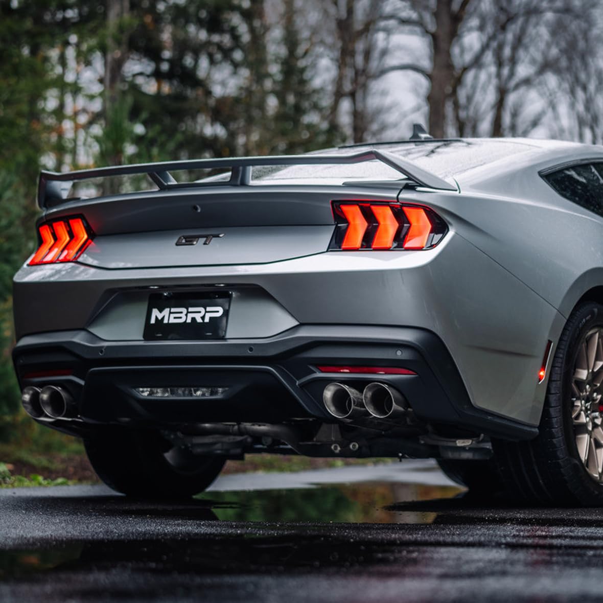 3" MBRP T304 Stainless Cat-Back — Dual Split Rear w/Quad Tips — Compatible with 2024+ Ford Mustang 5.0L — Non-Valved Version (does not retain factory valves)