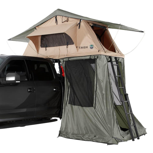 TMBK Overland Vehicle Systems LD 3 Soft Shell Roof Top Tent with Annex Combo, Tan Body & Green Rainfly with Green Annex