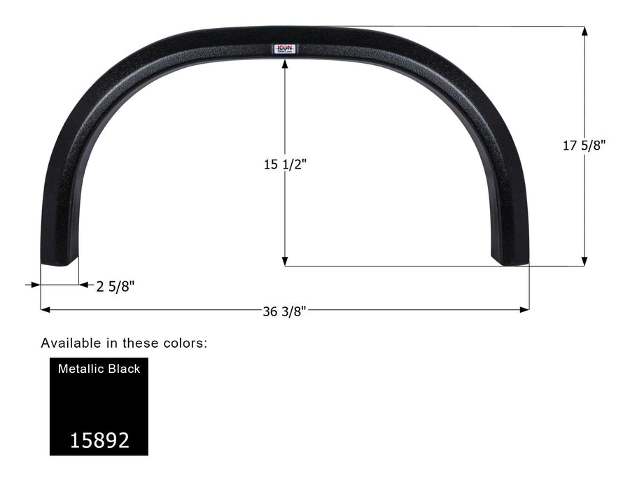 Single Axle Fender Skirt Icon 15892 for Forest River - Metallic Black
