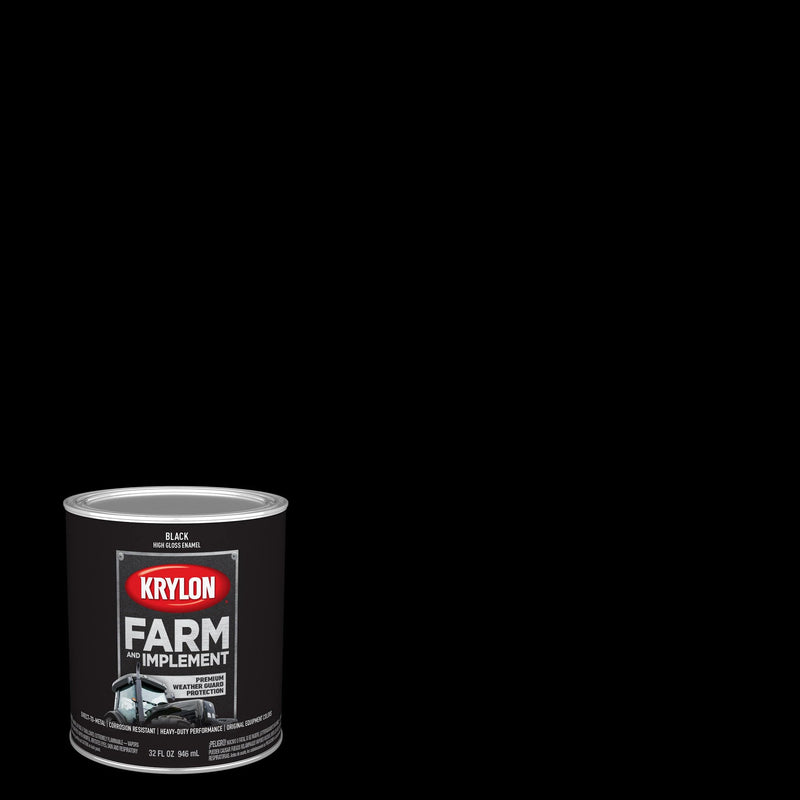 Krylon Brush On-Paint Farm & Implement, High Gloss, Black, 1 Quart