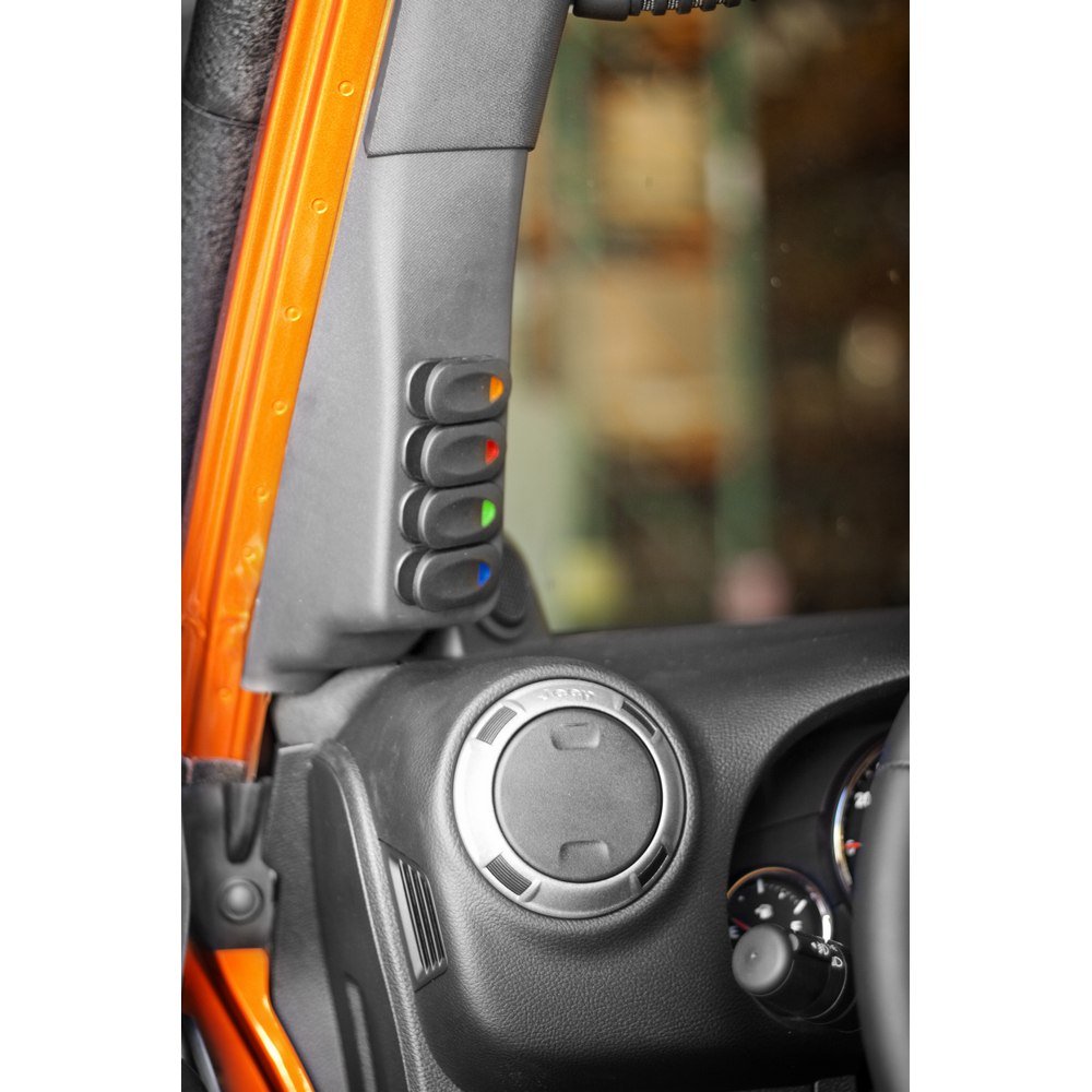 Rugged Ridge JK Switch Pod for Jeep Wrangler | Thermoplastic Olefin (TPO), Grey | 17235.86 | Fits 2007-2010 Jeep Wrangler