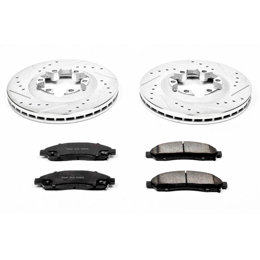 Power Stop K2066 Z23 Carbon Fiber Brake Pads with Drilled & Slotted Brake Rotors Kit For Chevrolet Colorado, GMC Canyon, Isuzu i-, Isuzu i-290, Isuzu i-, Isuzu i-370 [Model Specific]