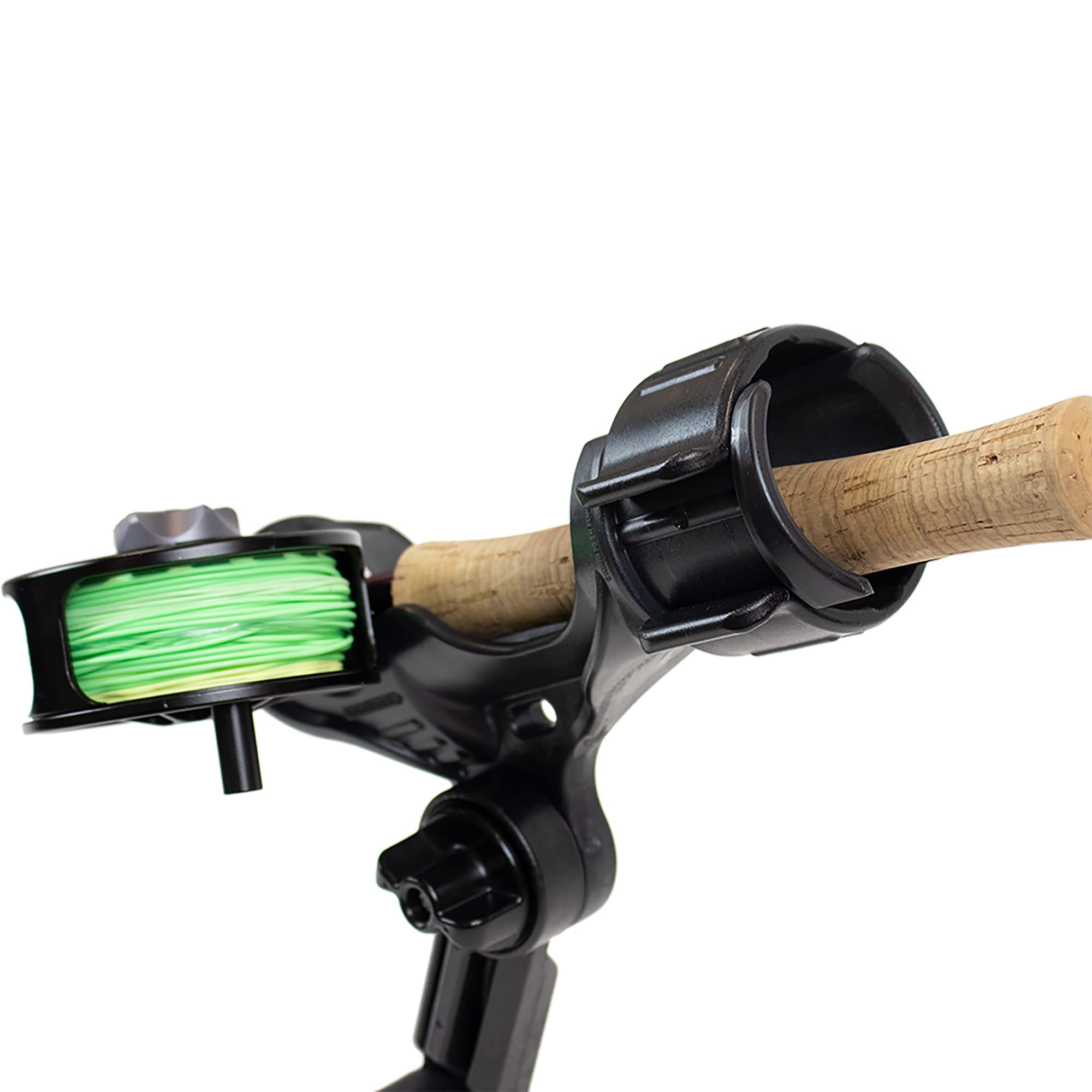 YakAttack Rod Holder Omega Pro | Track Mount Fishing for Kayak & Boat | Secure & Adjustable LockNLoad System | Compatible with Spinning, Casting, Fly Reels | Kayak Track Mount Accessories