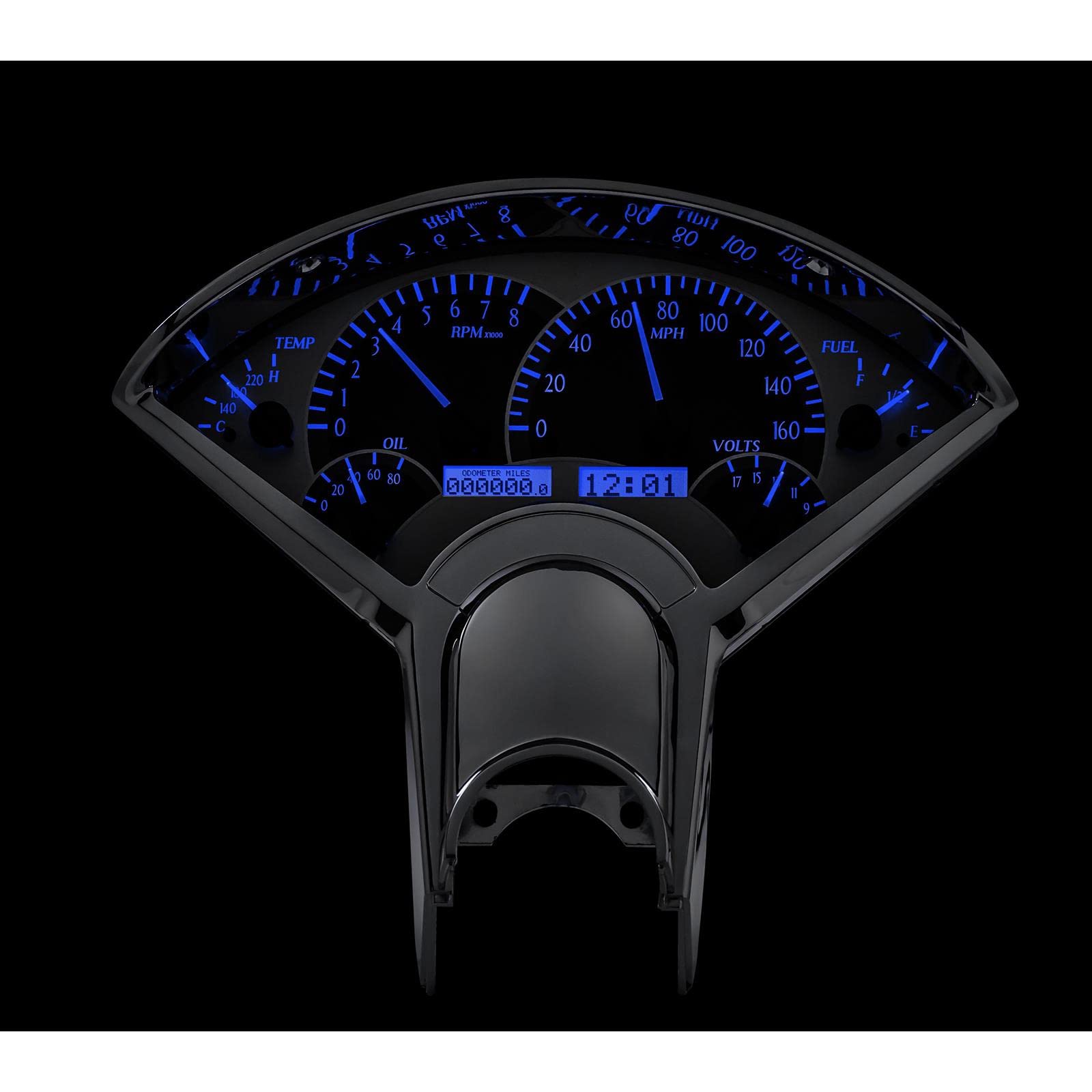 Silver Face 1955-56 Chevy Car VHX System - Blue Display