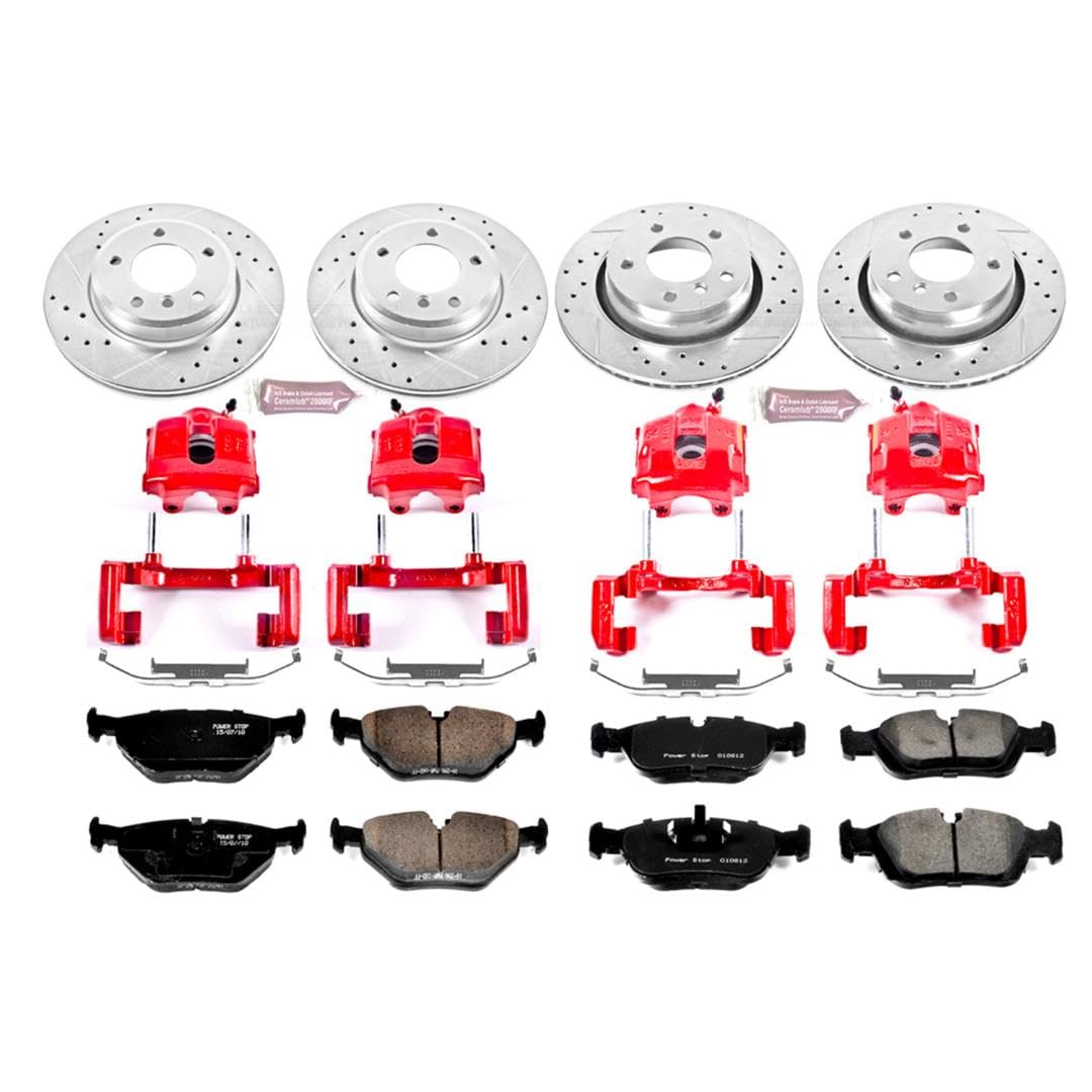 Power Stop 1-Click Performance Brake Kit KC871 with Caliper and 1 Front & 1 Rear Sensor Wires For BMW 3, BMW 3, BMW 325Ci, BMW 325i, BMW 3, BMW 328i [Model Specific]