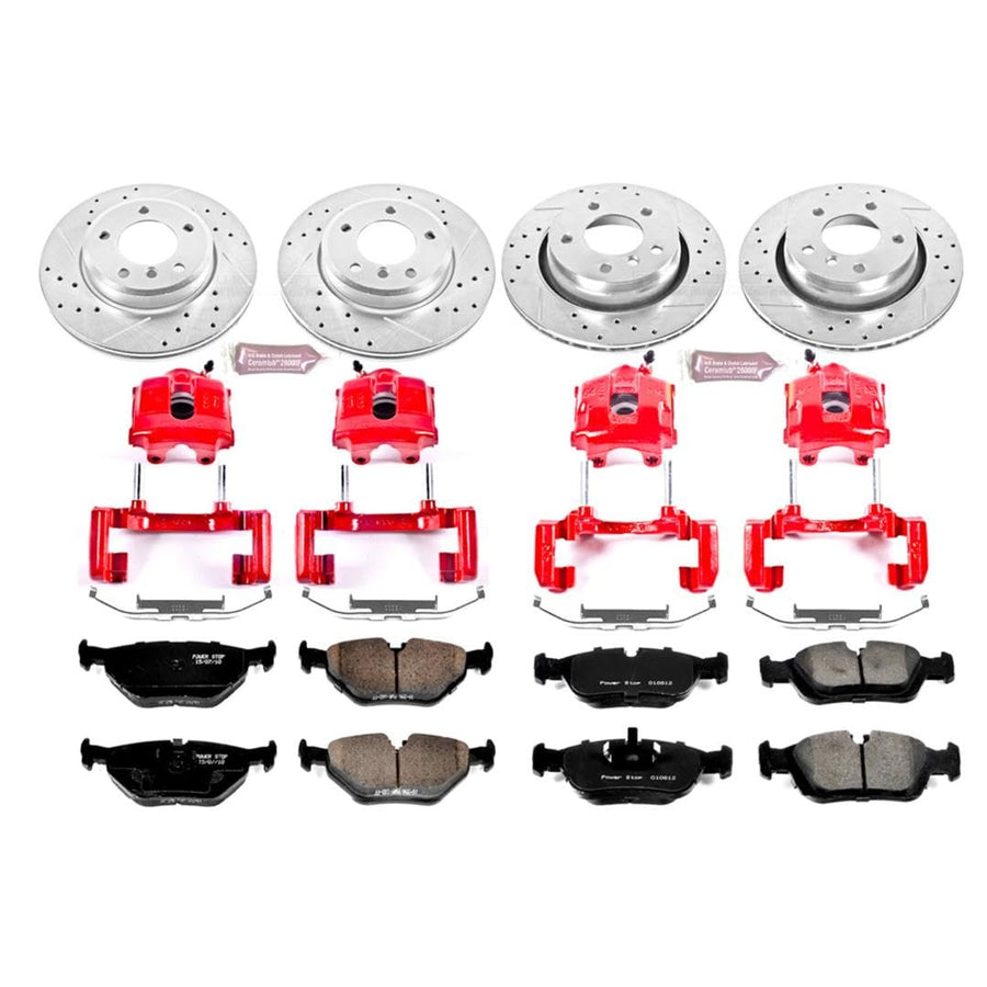 Power Stop 1-Click Performance Brake Kit KC871 with Caliper and 1 Front & 1 Rear Sensor Wires For BMW 3, BMW 3, BMW 325Ci, BMW 325i, BMW 3, BMW 328i [Model Specific]
