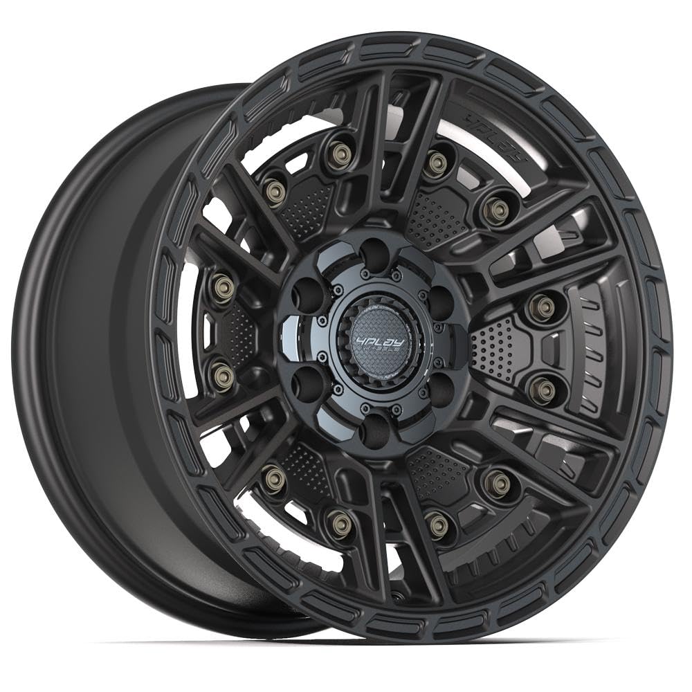 17 inch 4PLAY Wheels Rim Fits 6x135 + 6x139.7 Silverado Suburban Tahoe Expedition F150 Raptor 4PS01 17x9 Matte Black Wheels