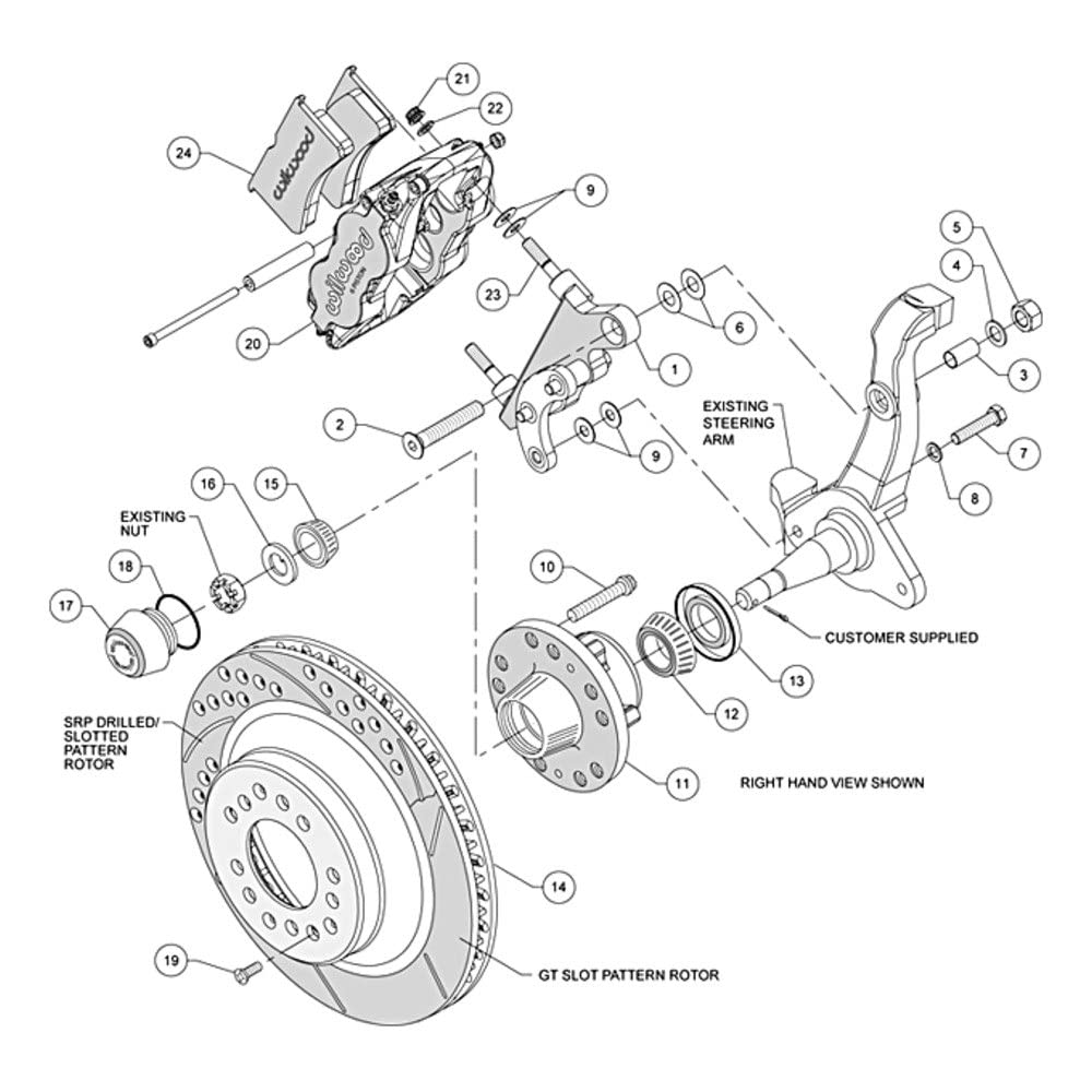 1PC Rtr Kit, FNSL6R Front Hub,12.88",Dril -Red
