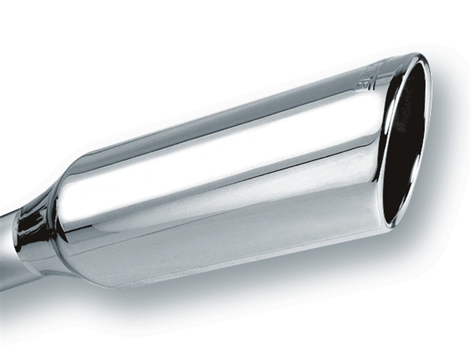 BORLA Exhaust Tip 2.25" Inlet - 4" Single Round Rolled-Edge Angle-Cut Outlet - 12" Long Embossed With BORLA Logo. Weld On Mounting Method.