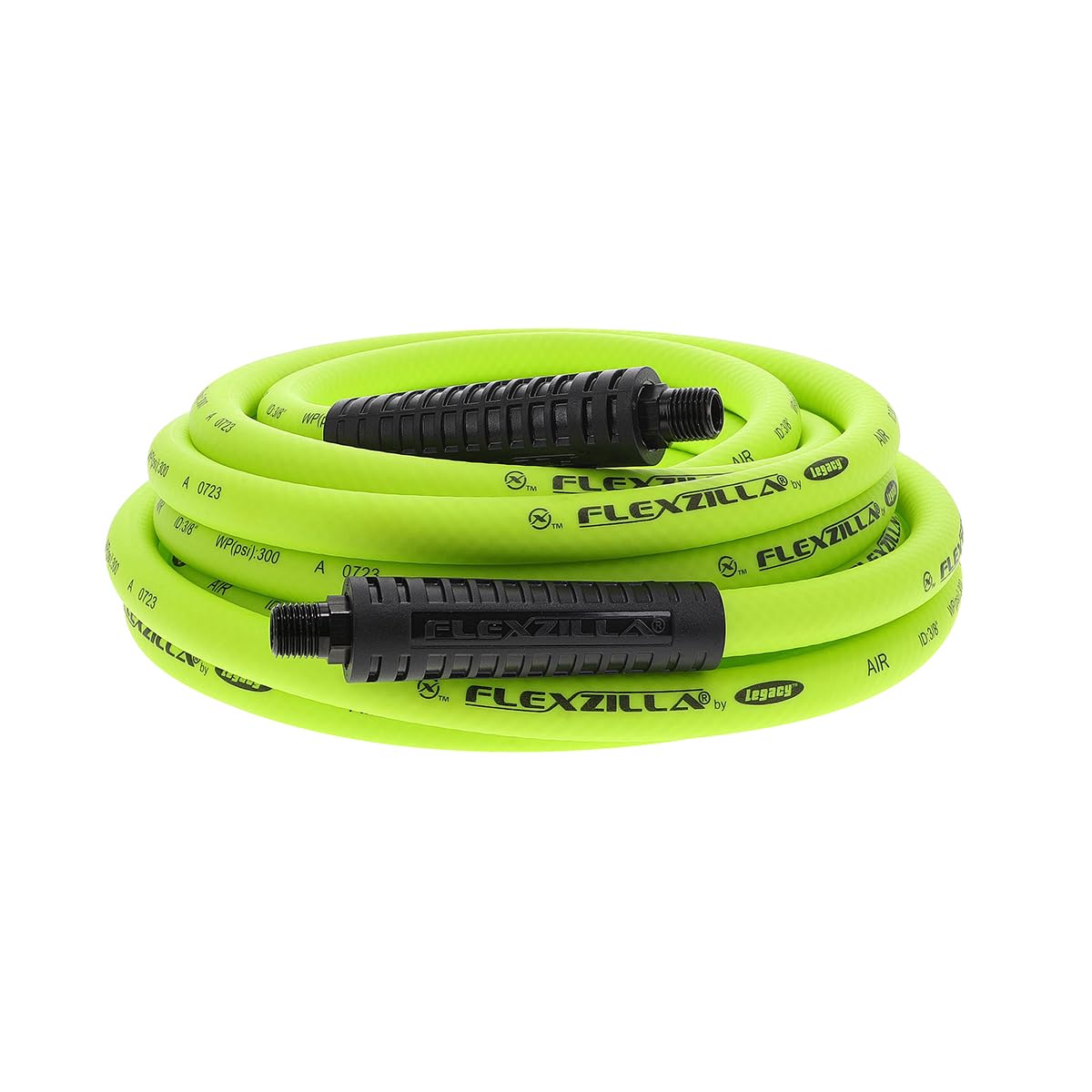 Air Hose Flexzilla, 3/8 in. x 25 ft., 1/4 in. MNPT Fittings, Heavy Duty, Lightweight, Hybrid, ZillaGreen - HFZ3825YW2