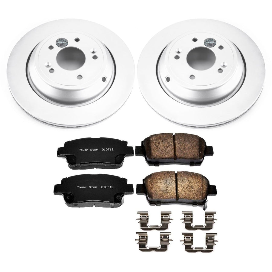 Coated Brake Rotor and Ceramic Brake Pads- Front Power Stop CRK6098 For Scion iQ 2012-2015 [Model Specific]