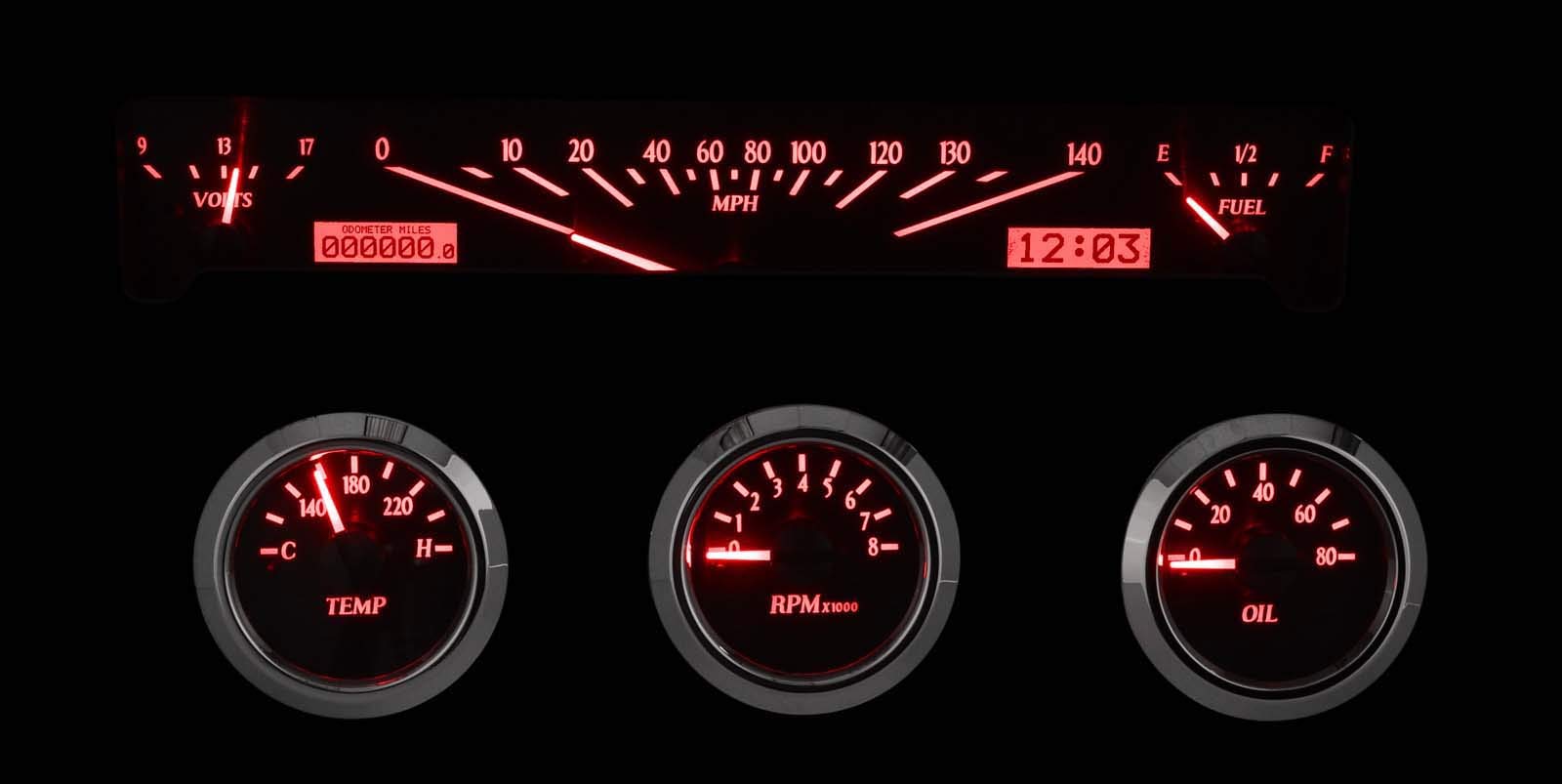 Dakota Digital 61 62 Chevy Impala VHX-61C-IMP-C-R Analog Dash Gauge System Carbon Fiber Red