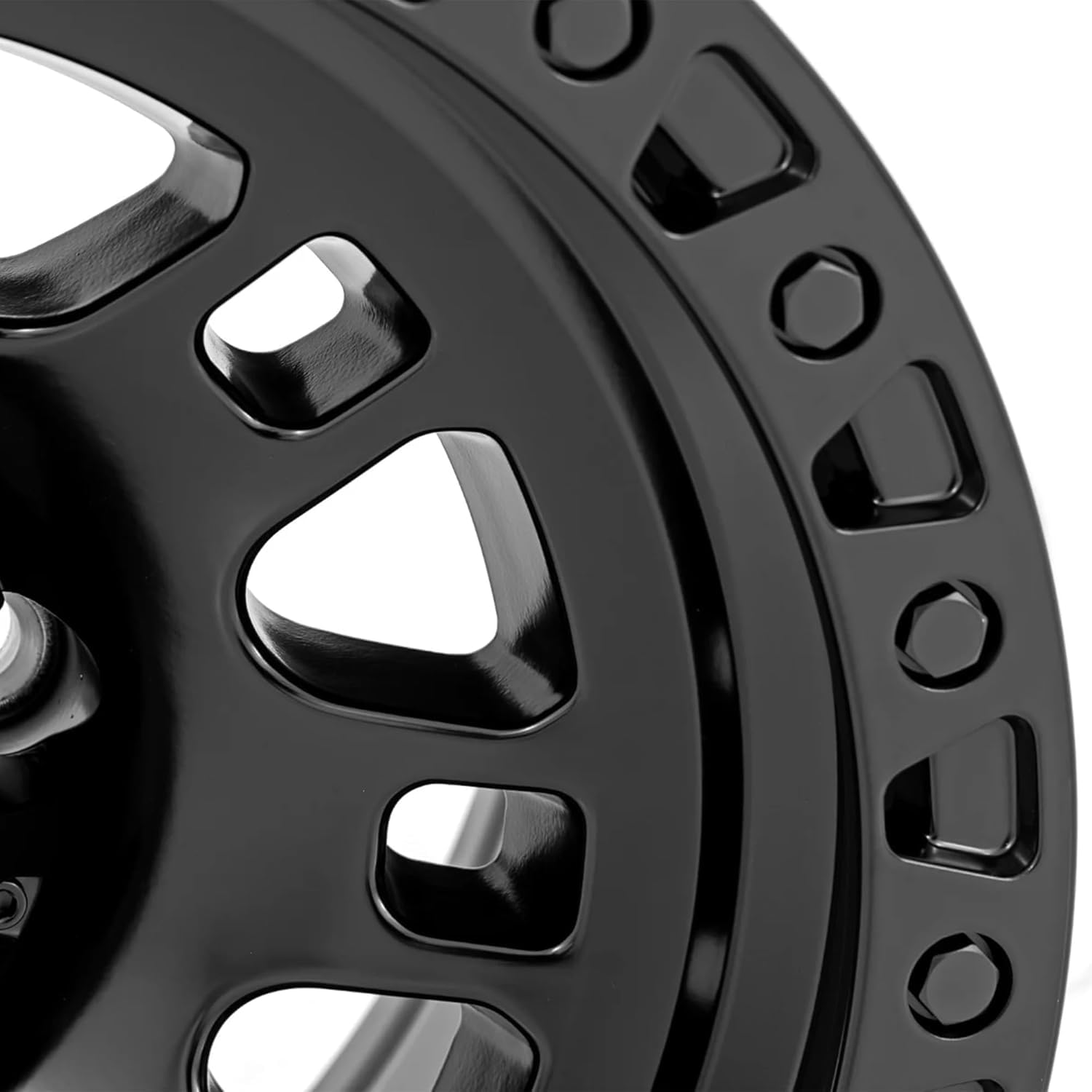 Rough Country 82 Series One-Piece Aluminum Wheel - 14x7, +10mm Offset, 4x156mm Bolt Pattern, Gloss Black with Rugged 8-Spoke Design