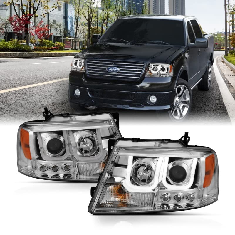 Projector Headlight Set ANZO USA w/U-Bar Halo-Chrome