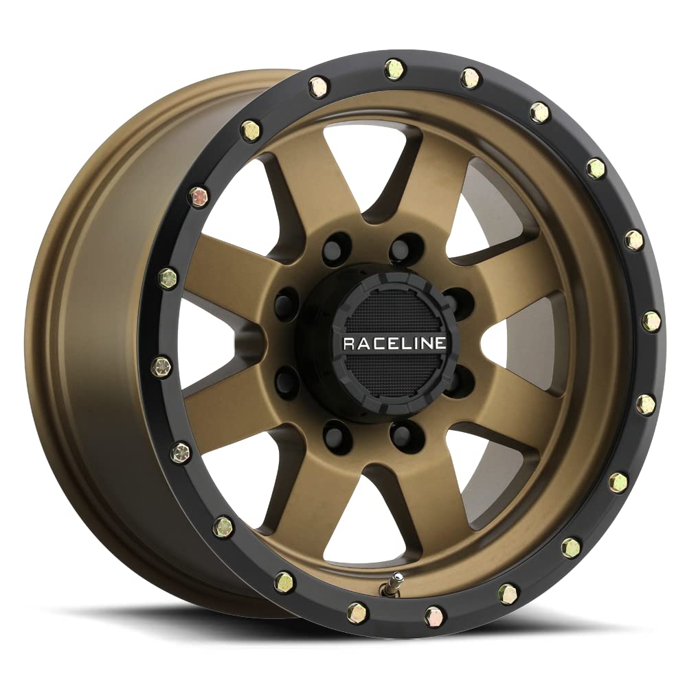 935BZ Raceline Wheels DEFENDER Wheel Bronze 18X9"8X165.1 Bolt Pattern -12mm Offset/(4.5"B/S) 8 Spoke Aluminum Passenger Car Wheels, Full Size Replacement Bronze Car Rims
