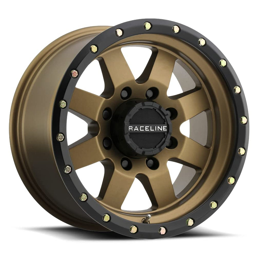 Raceline 935BZ Wheels DEFENDER Bronze 17X9"6X139.7 Bolt Pattern 0mm Offset/(5"B/S) 8 Spoke Aluminum Passenger Car Wheels, Full Size Replacement Bronze Car Rims