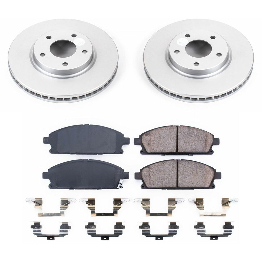 Power Stop CRK150 Brake Rotor Coated & Ceramic Brake Pads- front For Nissan Quest 2004-2009 [Model Specific]